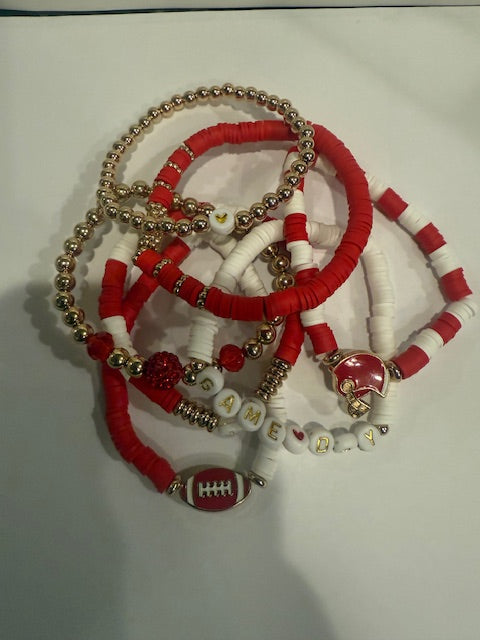 Football Bracelets Red/White