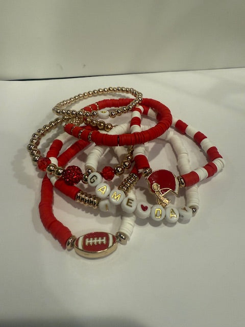 Football Bracelets Red/White